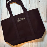 Medium Heavy Canvas Bag Black on Black - Monogrammed With Name or Initials