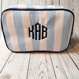 Monogrammed Cabana Stripe Cosmetics Travel Bag