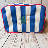 Monogrammed Cabana Stripe Cosmetics Travel Bag