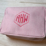 Monogrammed Seersucker Toiletry Bag