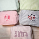 Monogrammed Seersucker Toiletry Bag