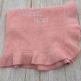 Personalized Knit Baby Blanket with Ruffle