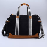 Monogrammed Canvas & Leather Trim Diaper Bag and Changing Mat