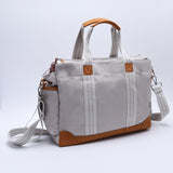 Monogrammed Canvas & Leather Trim Diaper Bag and Changing Mat