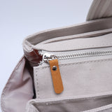 Monogrammed Canvas & Leather Trim Diaper Bag and Changing Mat